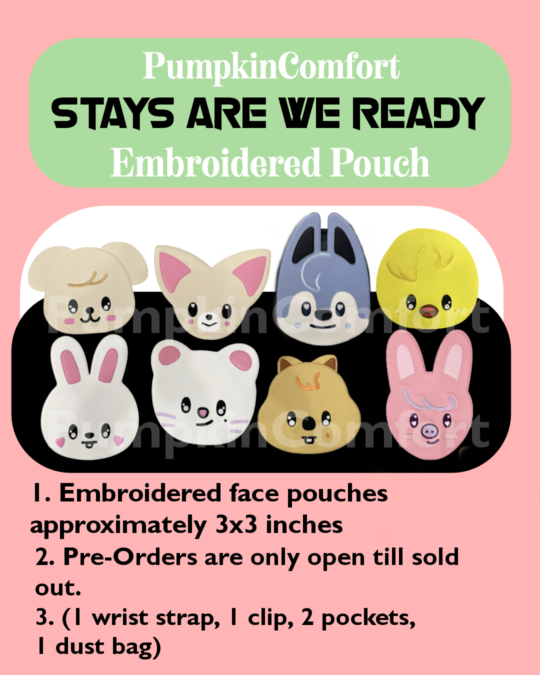 Embroidered Skz Bag Charm Pouch